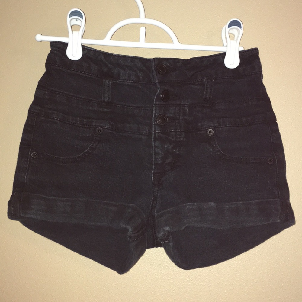 Black high waisted jean shorts